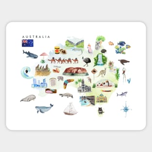 Illustrated Map of Australia Sticker